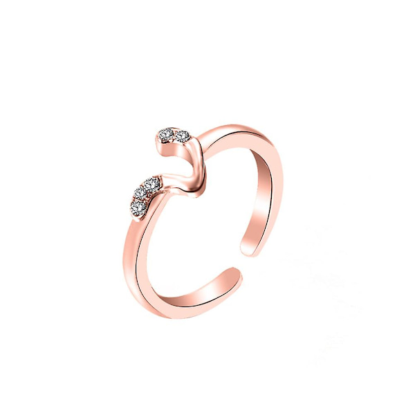 Mode Kvinder Simpel A til Z Engelsk Alfabet Bogstav Rhinestone Åben Ring smykker Silver Z