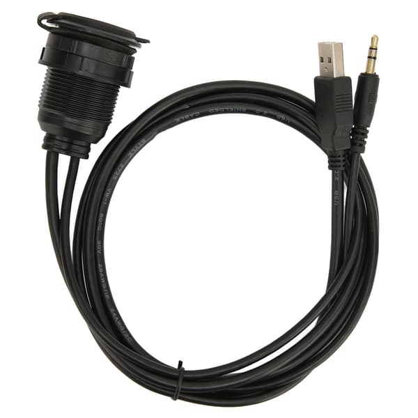 USB 2.0 3.5mm AUX Forlængerkabel Han til Hun Flush Mount til Bil Cykel