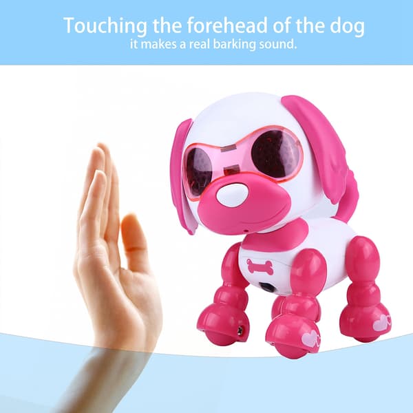 Smart Kids Interactive Walking Robot Hunddjurleksak med LED-lampor (rosaröd)