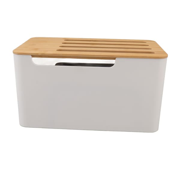 Stor Bambus Router Organizer med Flere Huller til Hjemme WiFi Opbevaring