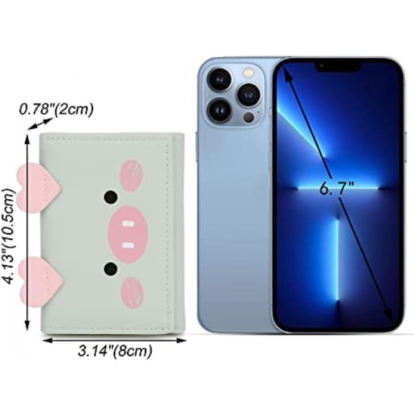Kawaii lompakko tytöille söpö sika naisten kukkaro kortti setelipidike organizer, sika pinkki A916-773 Green