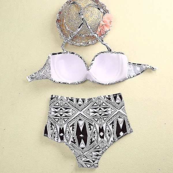 kvinnor High Waist Bikini Set Push Up Vadderad BH Baddräkt Baddräkt Strandkläder S