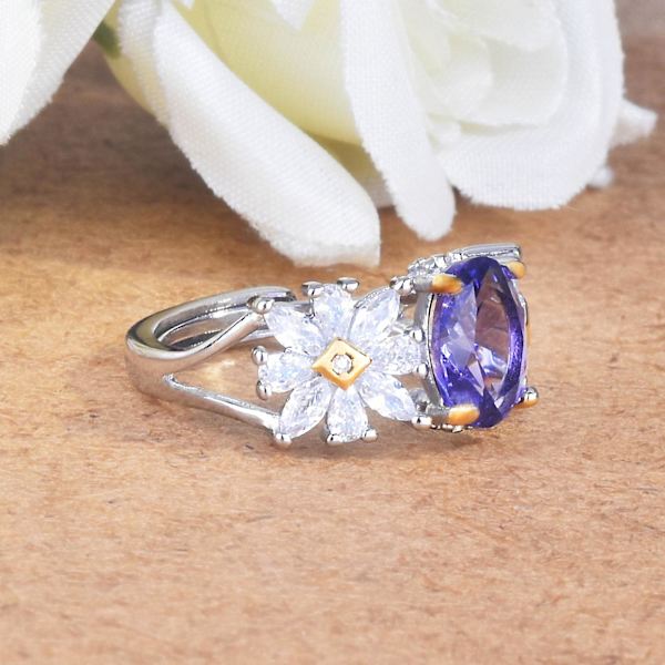 Utsökt kvinnor Ring med öppning Justerbar Faux Crystal Ametist Finger Band Party Favors