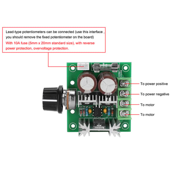 10A PWM DC Motorhastighetskontroller Justerbar 12V til 40V