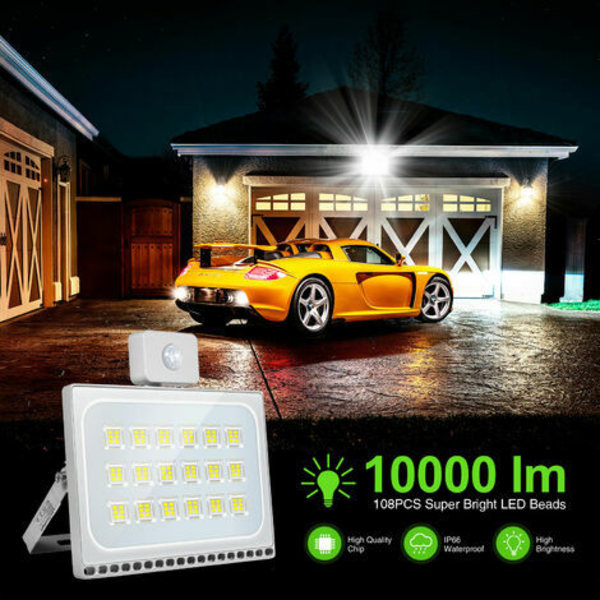 100 W ulkokäyttöön tarkoitettu LED-valonheittimen liiketunnistin vedenpitävä IP65 8000LM turvalamppu 6500K kylmänvalkoinen ulkokäyttöön tarkoitettu LED-kohdevalo Se
