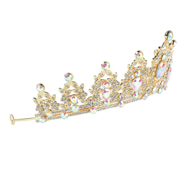 Guldpläterad strass retro halvcirkel tiara håraccessoar för bröllopsfest