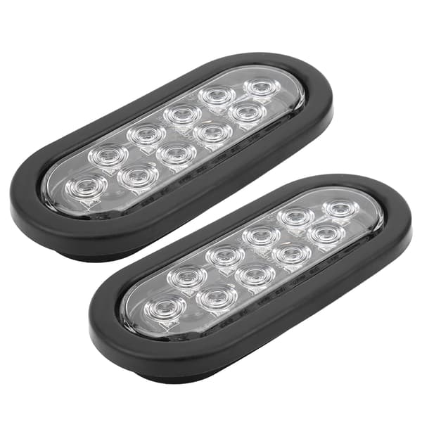 2 stk 10LED sidemarkeringslys 6 tommer oval IP67 vanntett baklys overflatemontering for lastebilhenger Hvit