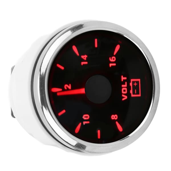 52mm Marine Voltmeter 8-16V Pointer 7 Farver Baggrundsbelysning IP67 Vandtæt Voltmeter til Båd RV Bil 9-32V Sort