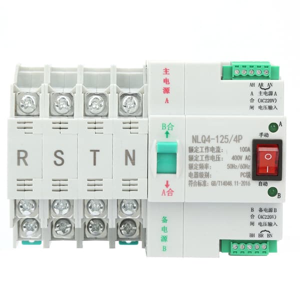 AC 400V 4P 63A 80A 100A Dubbelpolig Automatisk Omkopplare 100A