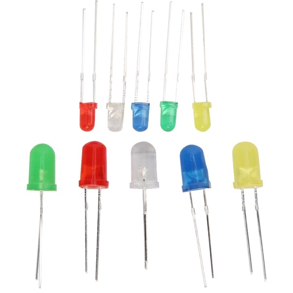 300 stk. 3 mm 5 mm LED-lysdiode-sæt Gul Grøn Blå Rød Hvid