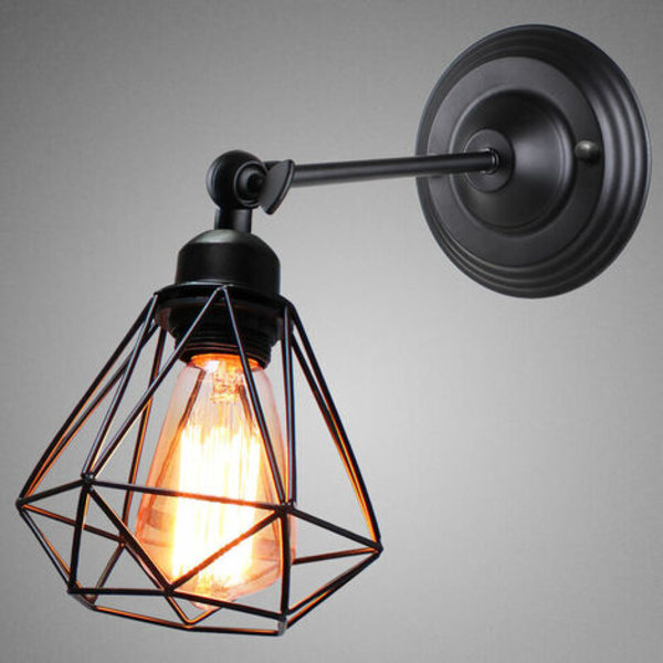 Diamant Vägglampa E27 16cm för Sovrum Korridor Bar Svart - Svart
