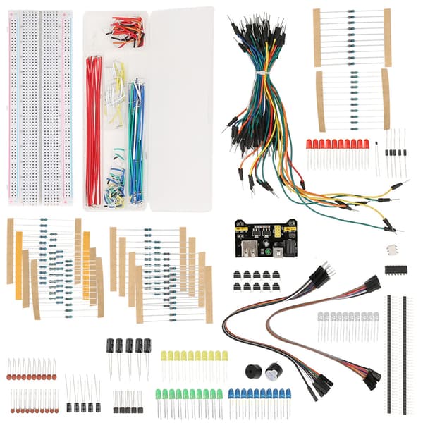 Breadboard Starter Kit Loddefri Jumper Ledninger LED Modstande Elektroniske Komponenter
