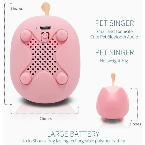Bærbar lille stålpistol gave subwoofer Cute Cat Speaker (Pink),