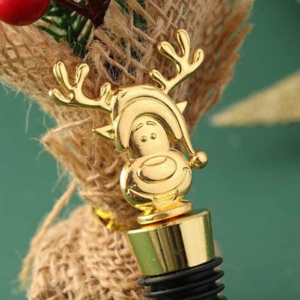 Festdekor och hantverk Pepparkakor Man Vinflaskproppar Gyllene Ren Juldrink Tomte Julpropp för