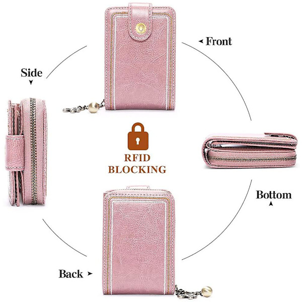 Multi-card läder korthållare - rosa