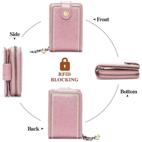 Multi-card læder kortholder - pink
