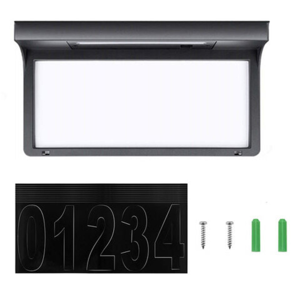 Husnummer Moderne Husnummer Sort Metal Solar Husnummer LED-lys Have Vandtæt (22,5 x 17,5 cm)