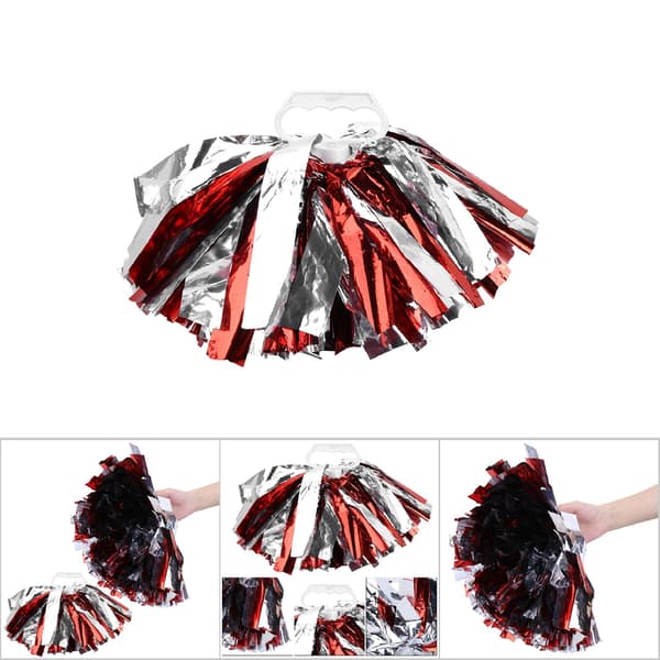 Sølv Røde Cheerleading Pom Poms for Dansefest Skoleidrettskonkurranse