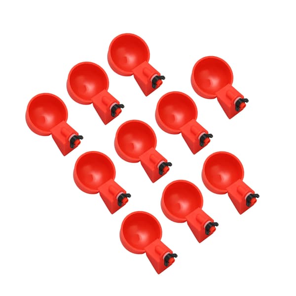 Fjäder Flytande Kyckling Vattendispenser Automatisk Påfyllning Justerbar Ankvattenskål 10-pack