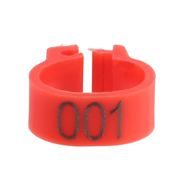 Røde Nummererede Plastik Fugle Benringe 100 Stk 8MM