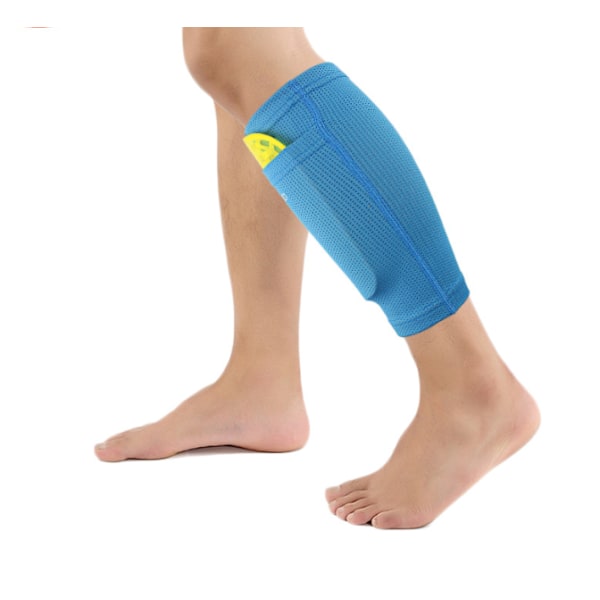 Blå strumpor L Storlek Vuxen Vuxen Barn Fotboll Benskydd Benskydd Deflector Sock Inserts,