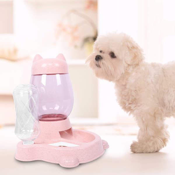 2 i 1 PP Automatisk Foderautomat med Stor Kapacitet til Tørfoder til Hund og Kat