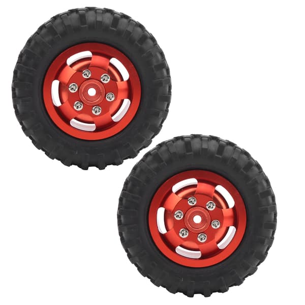 2 stk lastebilhjul gummidekk 55 mm diameter aluminiumslegering passer til WPL D12 1/10 RC bilrød