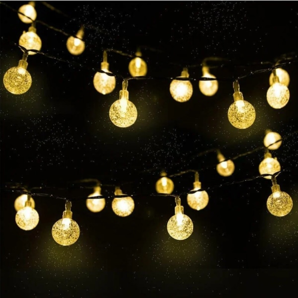 Outdoor Solar String Lights 30kpl LED Crystal Ball String Lights, Valokuviot, Joulu, Puut, Puutarha, Patio, Parveke, Lämmin valkoinen Koriste L