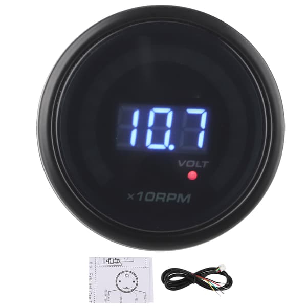 2-i-1 12V Varvräknare Voltmeter LED Digital Display Hög Noggrannhet Mätare Universal för Bil