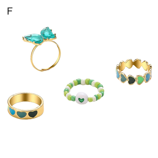 1 Set Knuckle Rings Heart Stackable Women Exquisite All Match Finger Rings For Party F