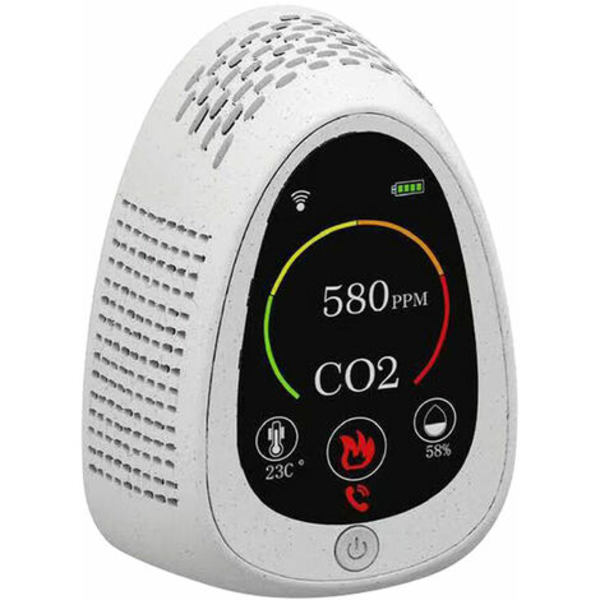 Kuldioxiddetektor, husholdningstermometer og hygrometer, C02-detektor, to i én, (CO2-detektion + temperatur og