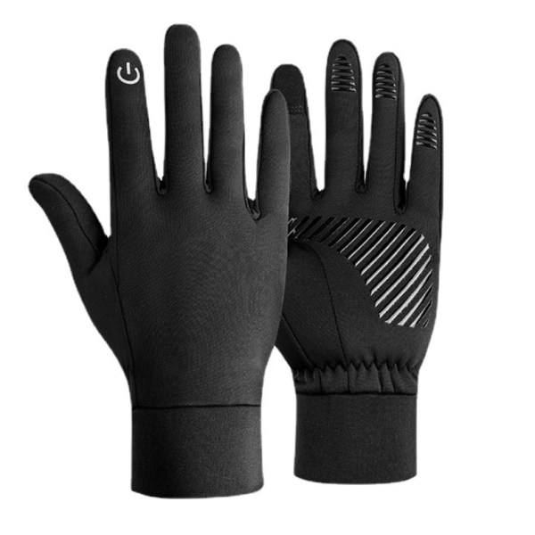 Handschuhe Herren Winter Plus Samt Warm Reiten Motorrad Winddicht und Kalt Touchscreen Ski Baumwolle Handschuhe (Schwarz L)
