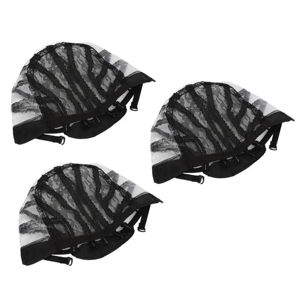 3 st Elastisk Perukmössa Svart Nylon Andningsbar Stretchig Falsk Hårnät för Cosplay Makeup