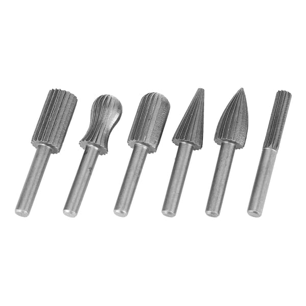 6 stk. Tungsten Carbide Rotary Burr Sæt Træ Metal Gravering Slibebit 6mm Skaft