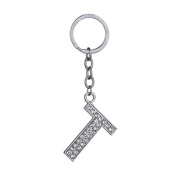Simpel stilfuld bogstavnøglering Metal Rhinestones nøglering Alfabet nøglering Taske Vedhæng Charm Fødselsdagsgave (bogstav F) T