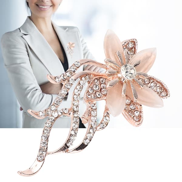 Elegant Legering Blomst Krystal Broche Dame Mode Smykke Tilbehør
