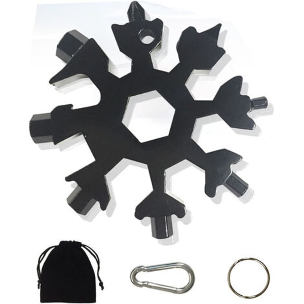Snowflake Multi-Tool 18 i 1 bärbart rostfritt stål Allsmäktig verktyg för dagliga resor Camping Äventyr Dagliga verktyg (svart