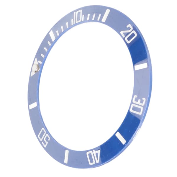 40mm Lysende Keramisk Klokkeinnlegg Erstatningsring Klar Skala Hvite Markører Blå Bakside