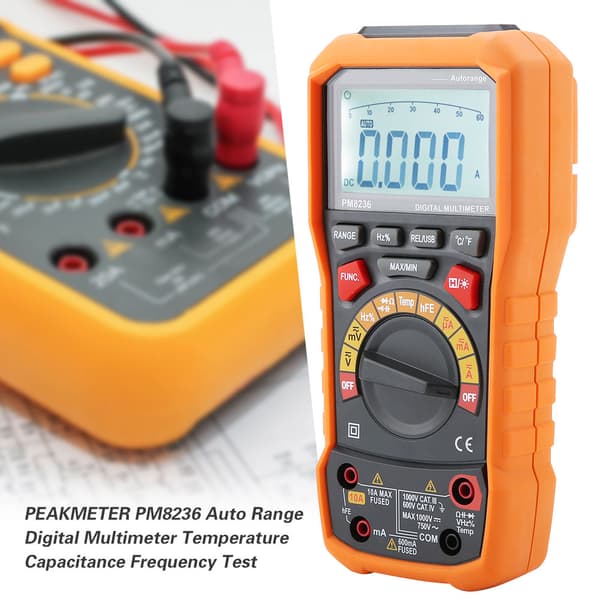 PeakMeter PM8236 Auto Range Digital Multimeter Temperatur Kapacitans Frekvens Tester