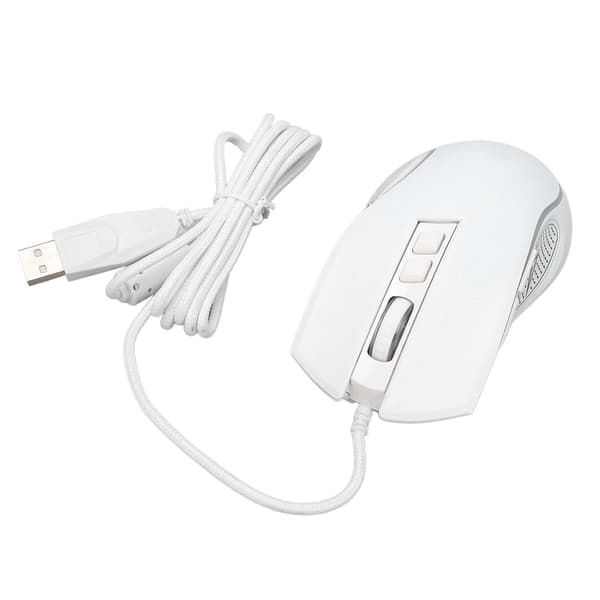 USB 2.0 Gaming Mus RGB Baggrundsbelysning 4 Justerbar DPI Optisk Sensor Ergonomisk Bærbar Hvid