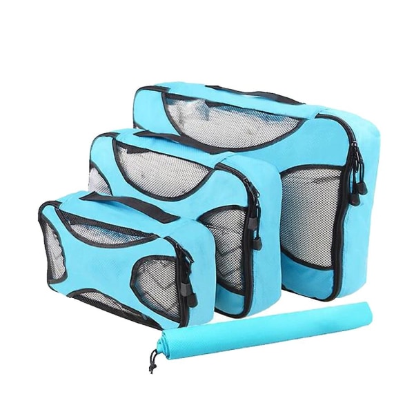 Compression Packing Cubes Bag til rejse Udvidelig pakkeboks sky blue