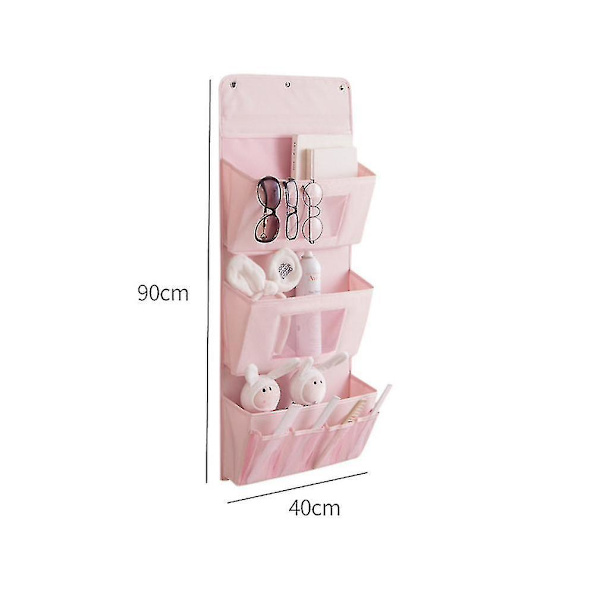 Oxford Hanging Bag Door Kosmetik Organizer Multi-layer Sovesal Opbevaringspose Pink