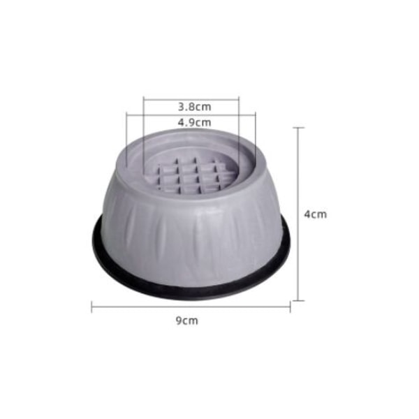 Pyykinpesukoneen tärinänvaimennustyyny - 4-osainen set, melua vaimentava pesukoneen alusta - universal estävä, harmaa, 10*4c