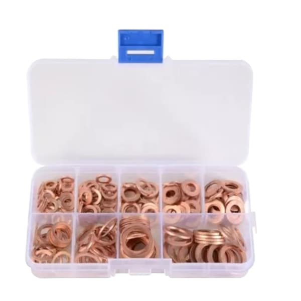200 st platta brickor M5 M6 M8 M10 M12 M14 koppartätningsringar packningssortimentssats