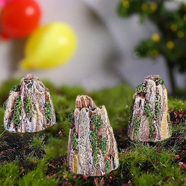 2 X 3 stk/sæt Akvarium Rockeries Levende udseende Ornamental støbning Holdbar lille harpiks Fish Tank Mountains Kontorindretning