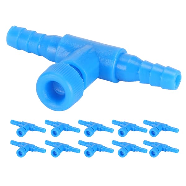 10-pack Akvarium T-koppling 3-vägs Luftpump Slang Flödeskontrollventil för 0,2 tums slang