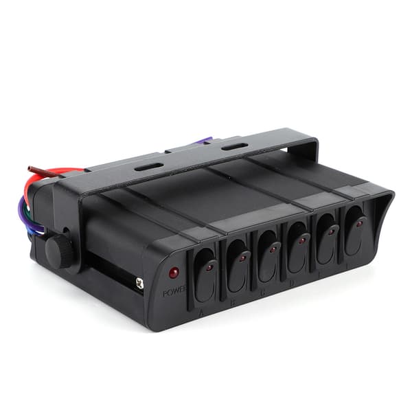 6-vejs vippekontaktpanel 3P rødt lys universal 12-24V bil RV marinebåd