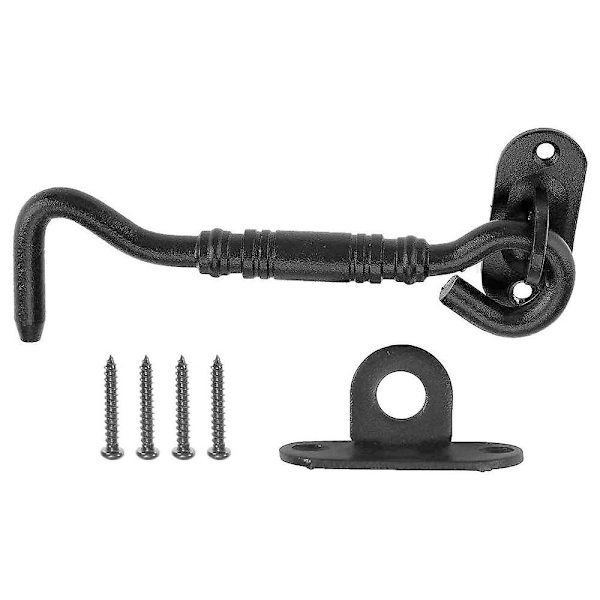 Piao 1 kpl myrskykoukku ruostumatonta terästä oven koukku oven salpa ikkunan salpa hytin oven portin lukko 4 kpl kiinnitysruuveilla Black 4 inch