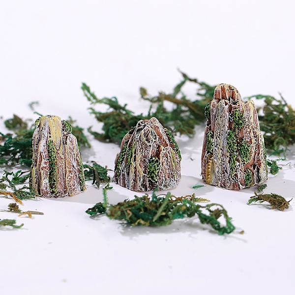 2 X 3 stk/sæt Akvarium Rockeries Levende udseende Ornamental støbning Holdbar lille harpiks Fish Tank Mountains Kontorindretning