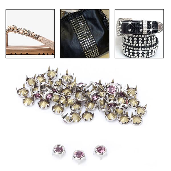 DIY Sølv Rund Klo Krystal Strass (rosa) - 50 STK